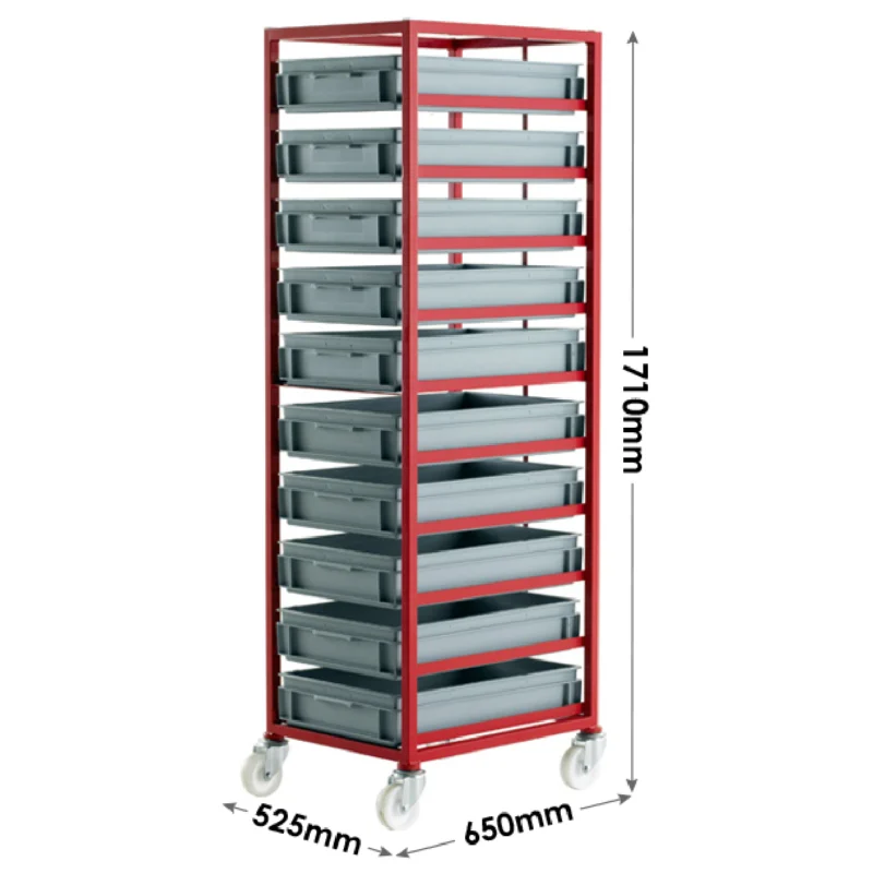 Loadtek 400 Series Mobile Tray Rack - Complete Kit - 10 Trays Sizing