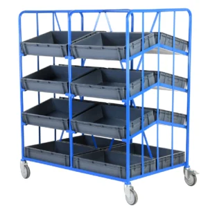 Loadtek 4 Tier Double Sided Mobile Tray Rack - Double Bay 22 litre