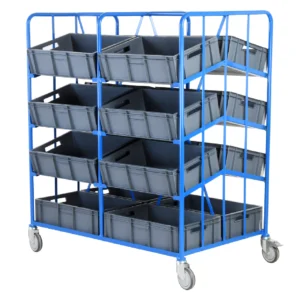 Loadtek 4 Tier Double Sided Mobile Tray Rack - Double Bay 30 litre