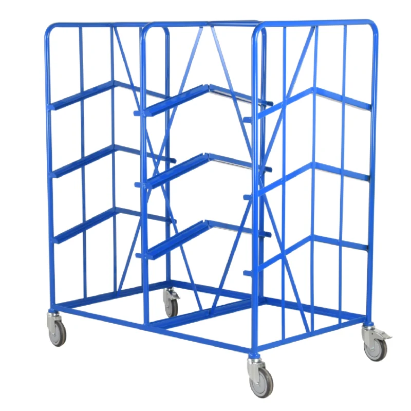 Loadtek 4 Tier Double Sided Mobile Tray Rack - Double Bay Empty