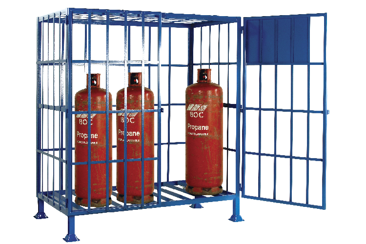gasstoraget cylinders indoors cage