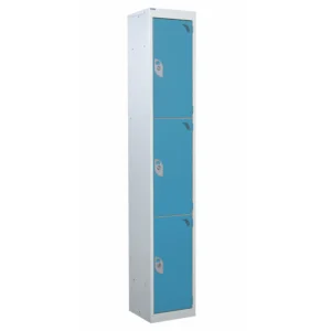 QMP Steel Splash Lockers - 3 Door Light Blue
