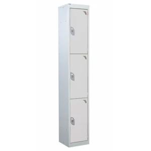 QMP Steel Splash Lockers - 3 Door Light Grey