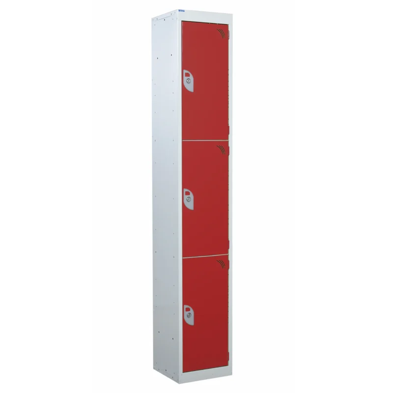 QMP Steel Splash Lockers - 3 Door Red