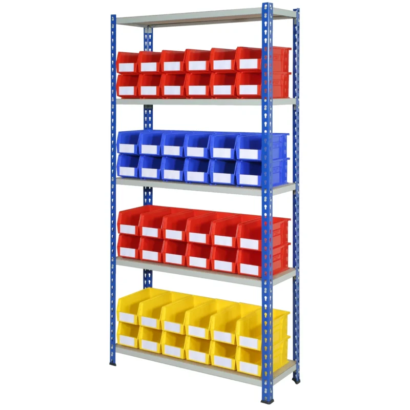 J Rivet Racking - Complete Kit - 48 Plastic Bins