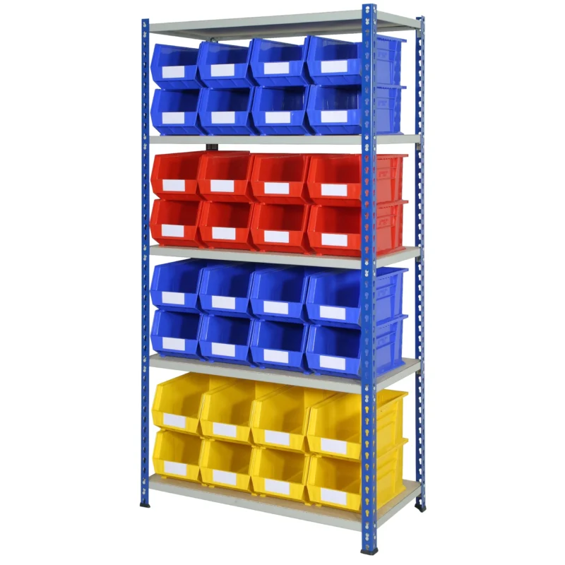 J Rivet Racking - Complete Kit - 32 Plastic Bins