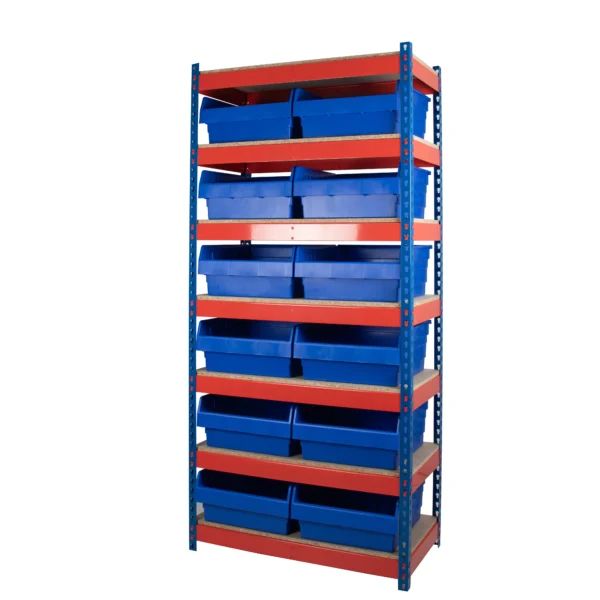 Rivet Racking With Shelf Bins -6 Shelves - 600kg UDL