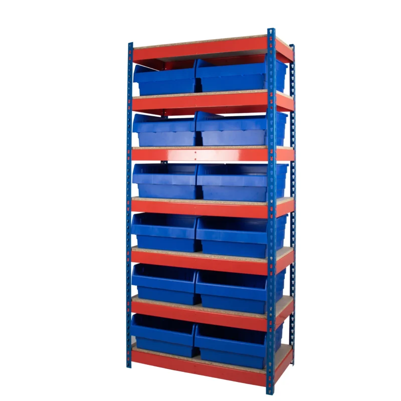 Rivet Racking With Shelf Bins -6 Shelves - 600kg UDL