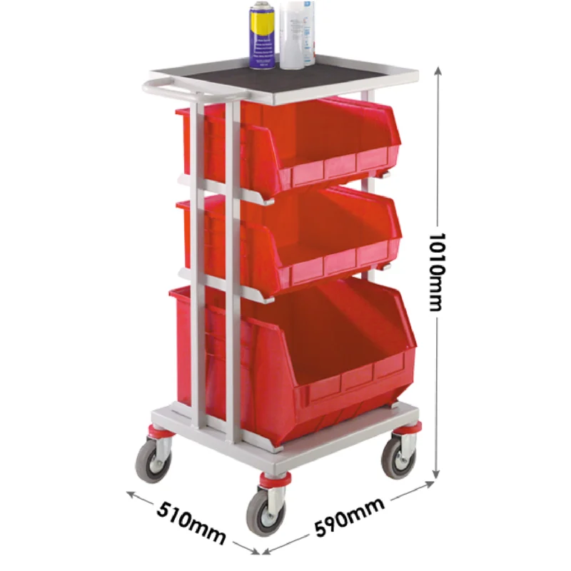 Loadtek Container Store Distribution Tray Trolley - 3 Containers Sizing