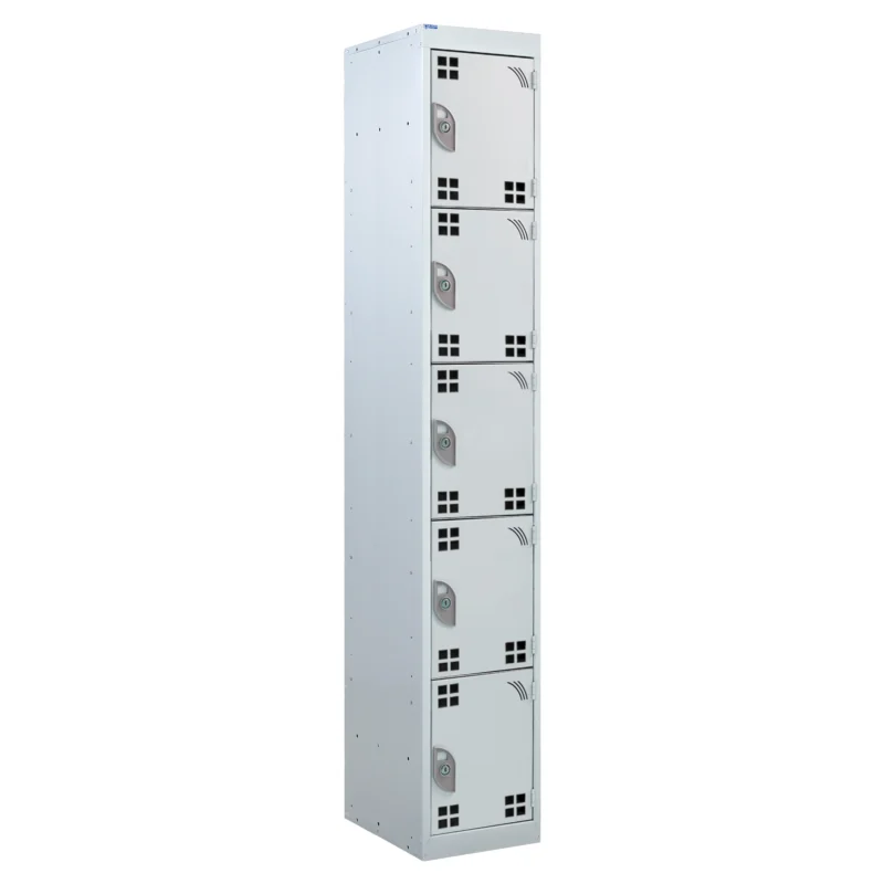 QMP Tool Charging Lockers - 5 Door Light Grey