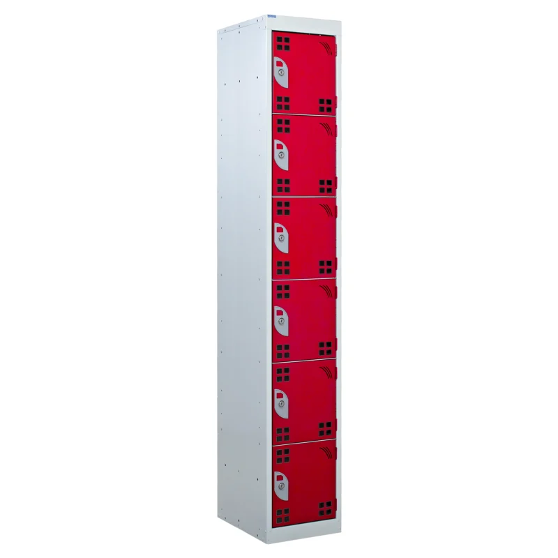 QMP Tool Charging Lockers - 6 Door Perforated Red