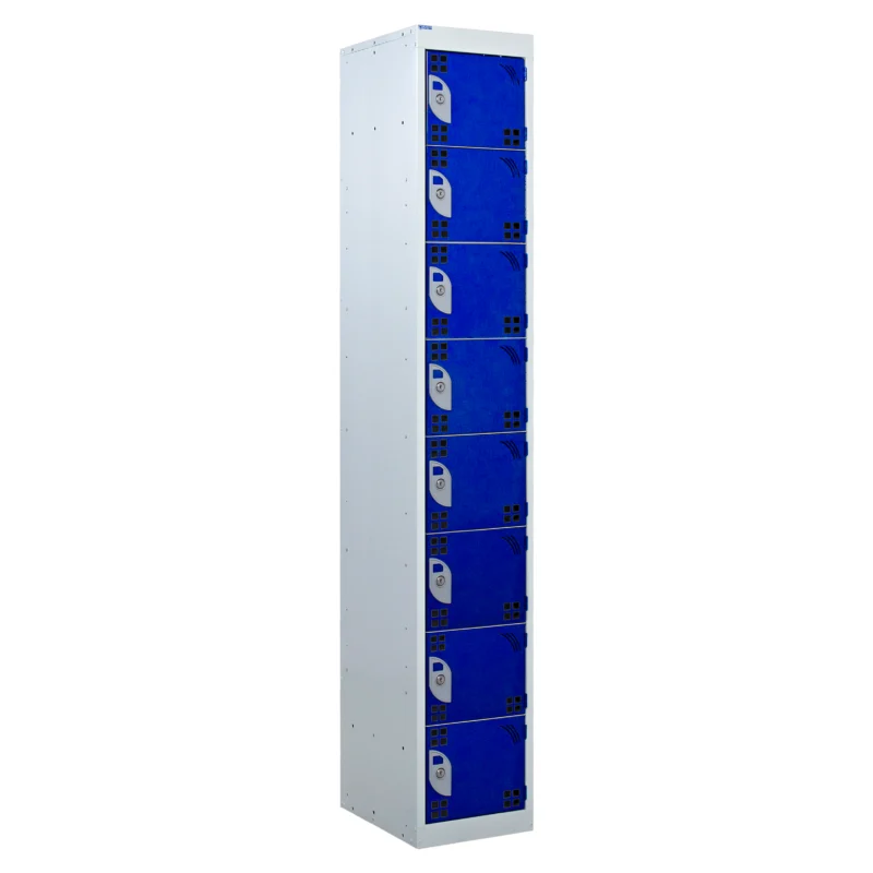 QMP Tool Charging Lockers - 8 Door Perforated Blue