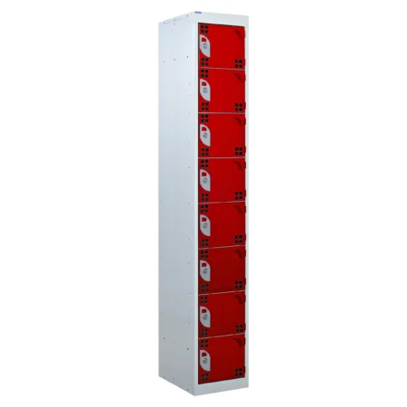 QMP Tool Charging Lockers - 8 Door Perforated Red