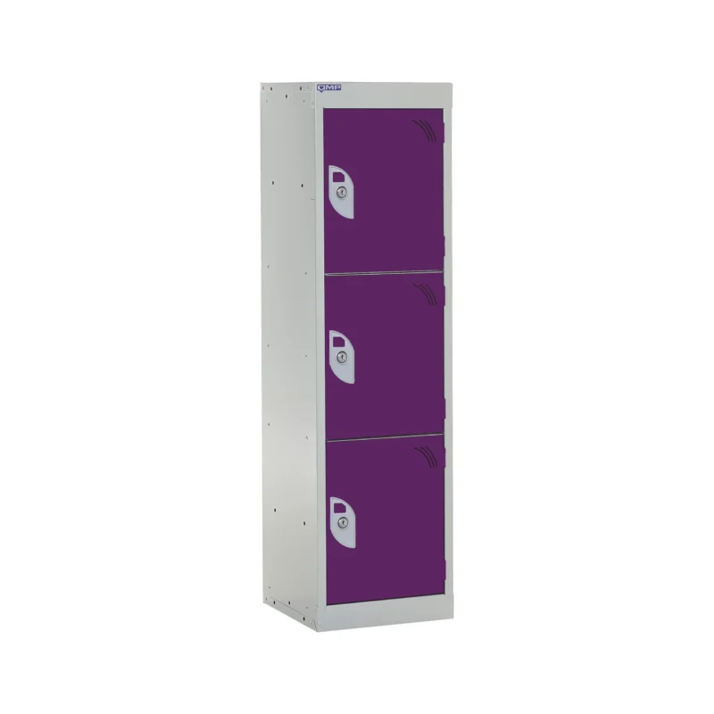 QMP Spectrum School Lockers - 1235mm Height - 3 Door Berry