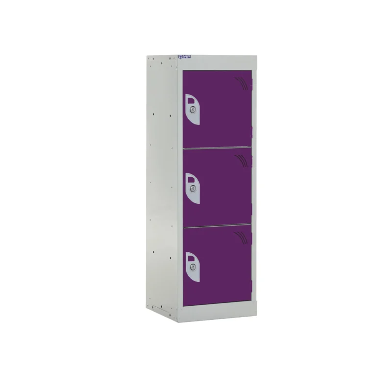 QMP Spectrum School Lockers - 955mm Height - 3 Door Berry