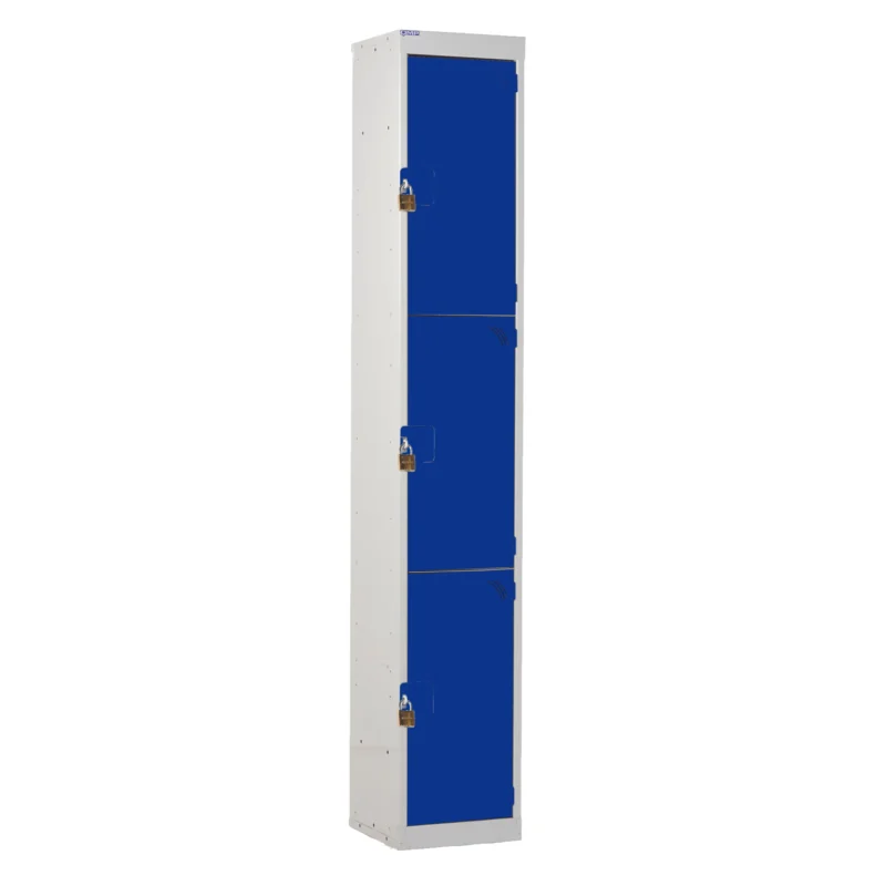 QMP Padlock Lockers - 3 Door Blue