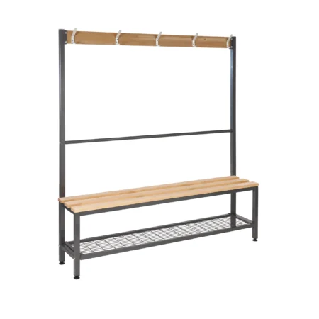 QMP Premium Cloakroom Island Bench | Single Sided | 5 Hooks | Shoe Storage