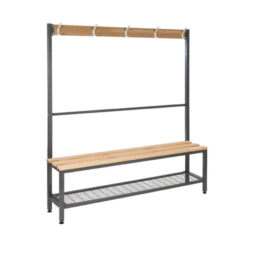QMP Premium Cloakroom Island Bench | Single Sided | 5 Hooks | Shoe Storage