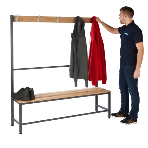 QMP Premium Single Sided Cloakroom Island Bench - 5 Hooks