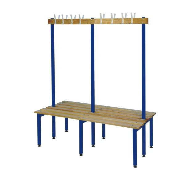 QMP Changing Room Bench | Double Sided | Coat Rail | 1500mm Width Blue