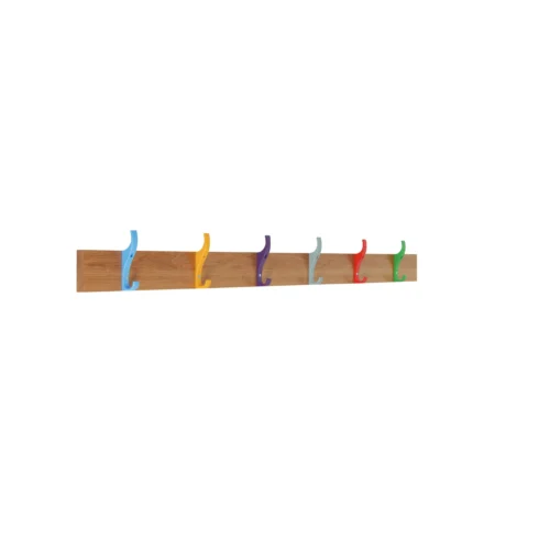 QMP School Cloakroom Coat Rail | Wall Mounted | 6 Hooks
