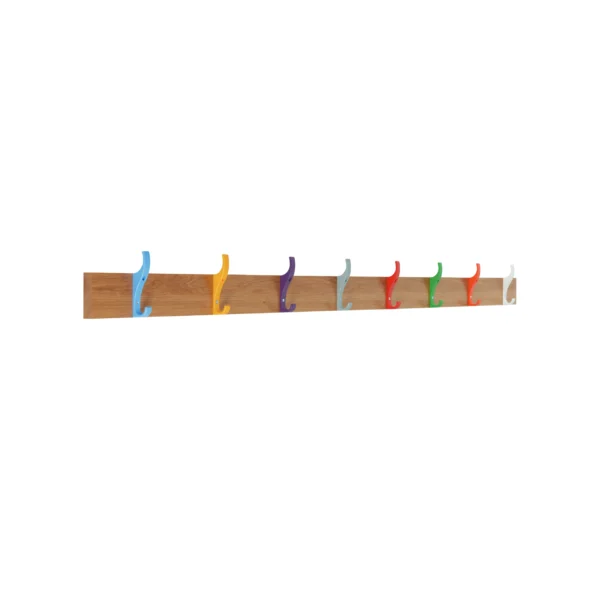QMP School Cloakroom Coat Rail | Wall Mounted | 8 Hooks