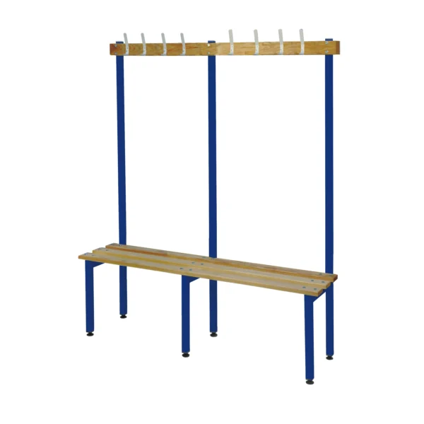 QMP Changing Room Bench | Single Sided | Coat Rail | 1500mm Width Blue