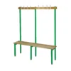 QMP Changing Room Bench | Single Sided | Coat Rail | 1500mm Width Green