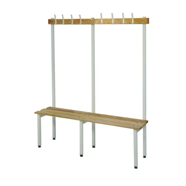 QMP Changing Room Bench | Single Sided | Coat Rail | 1500mm Width Light Grey