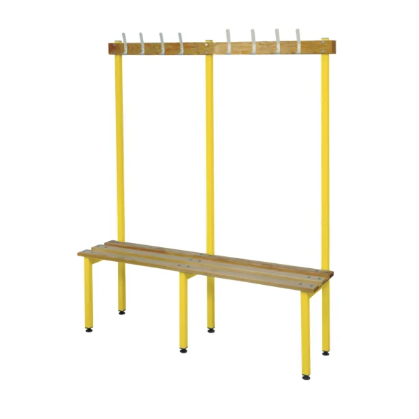 QMP Changing Room Bench | Single Sided | Coat Rail | 1500mm Width Yellow
