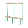 QMP Changing Room Bench | Single Sided | Coat Rail | 2000mm Width Green