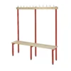 QMP Changing Room Bench | Single Sided | Coat Rail | 2000mm Width Red