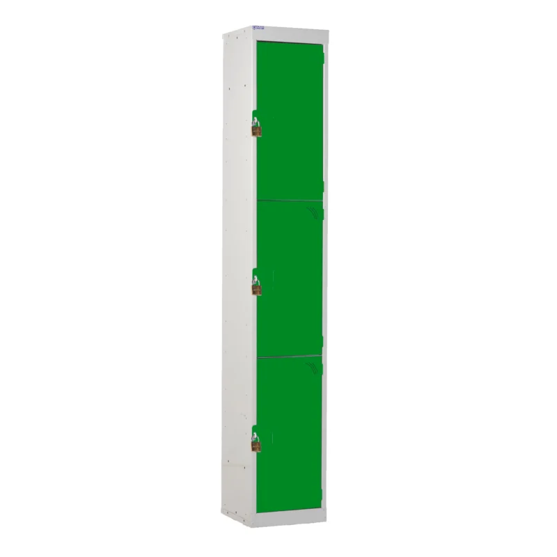 QMP Padlock Lockers - 3 Door Green