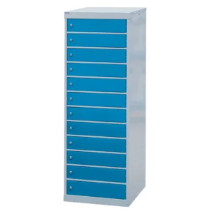 QMP Laptop Storage Lockers - 12 Door 12 Compartment Light Blue