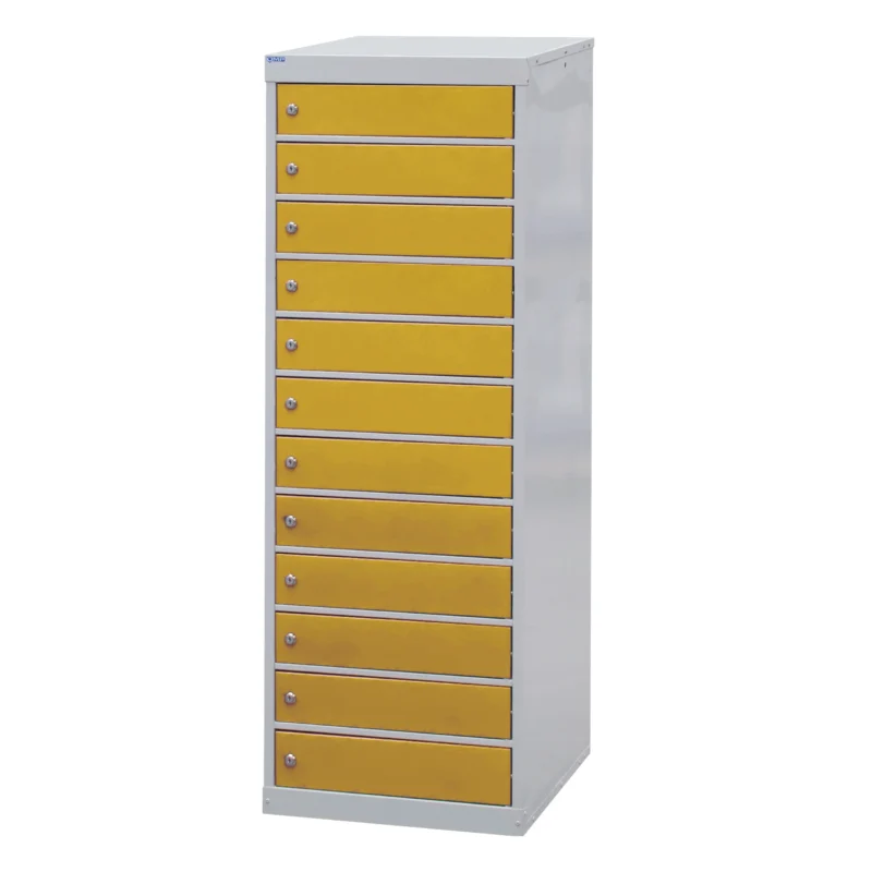 QMP Laptop Storage Lockers - 12 Door 12 Compartment Yellow