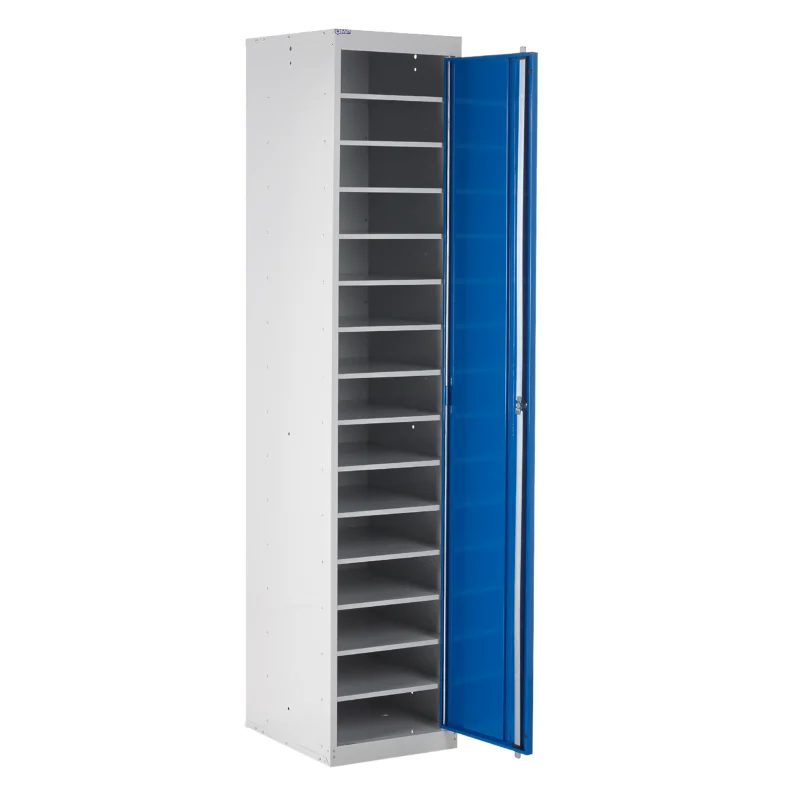 QMP Laptop Storage Lockers - 1 Door 15 Compartment Blue Open