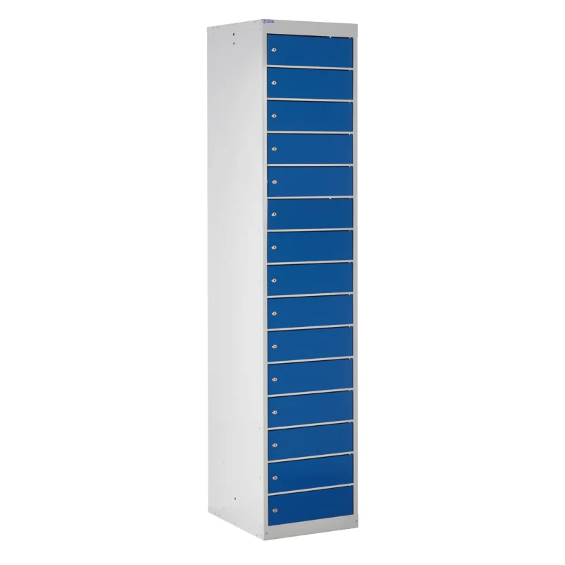 QMP Laptop Storage Lockers - 15 Door 15 Compartment Blue