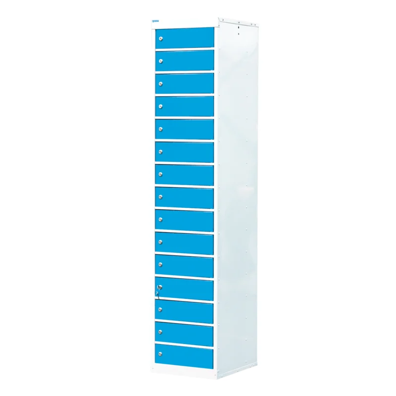 QMP Laptop Storage Lockers - 15 Door 15 Compartment Light Blue