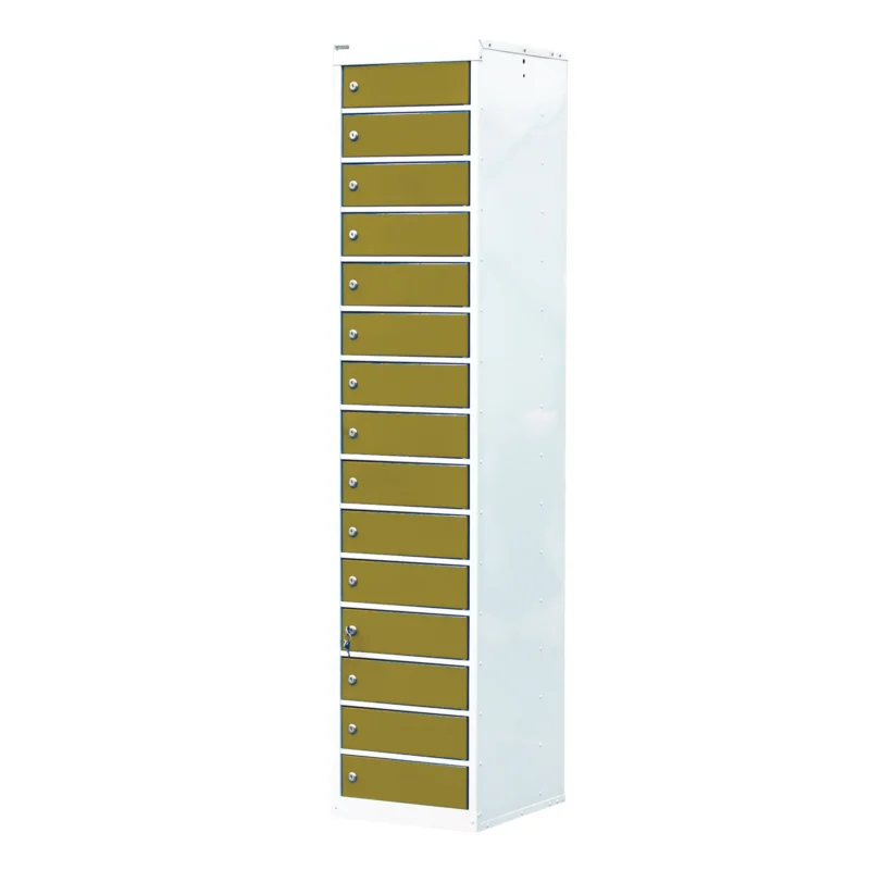 QMP Laptop Storage Lockers - 15 Door 15 Compartment Yellow