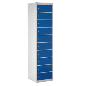 QMP Laptop Storage Lockers - 10 Door 10 Compartment Blue