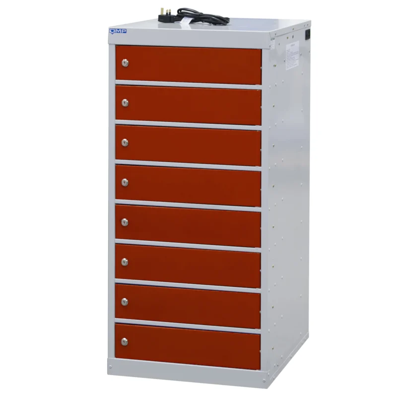 QMP Laptop Charging Lockers - 8 Door 8 Compartment Red