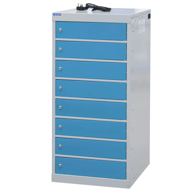 QMP Laptop Charging Lockers - 8 Door 8 Compartment Light Blue