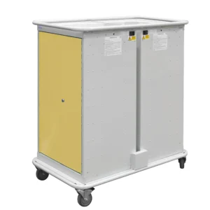 QMP Laptop Charging Locker Trolley - 4 Door 16 Compartment Yellow