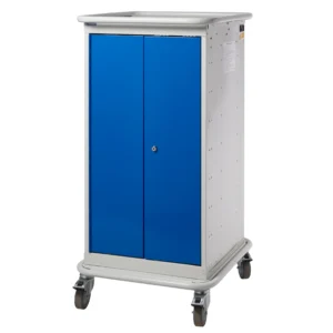 QMP Laptop Charging Locker Trolley - 2 Door 8 Compartment Blue