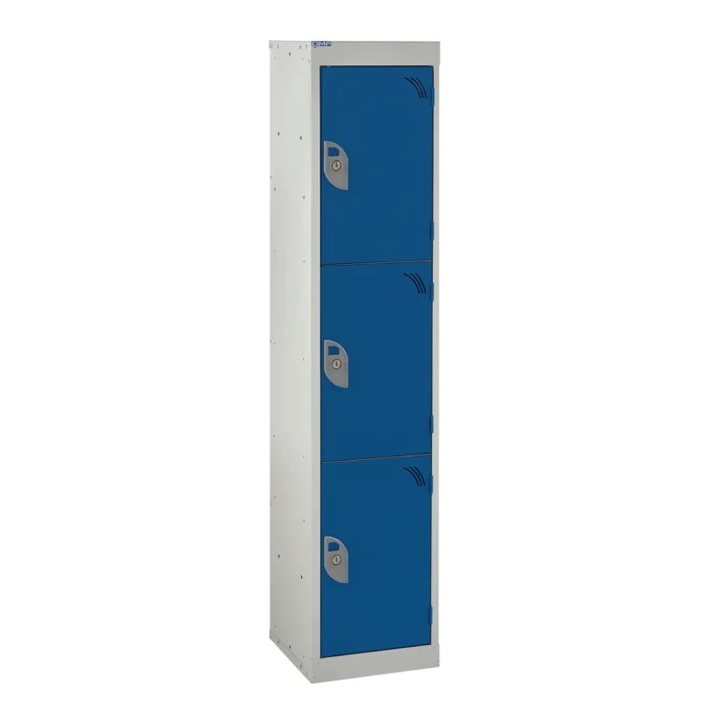 QMP School Lockers - 1380mm Height - 3 Door Blue