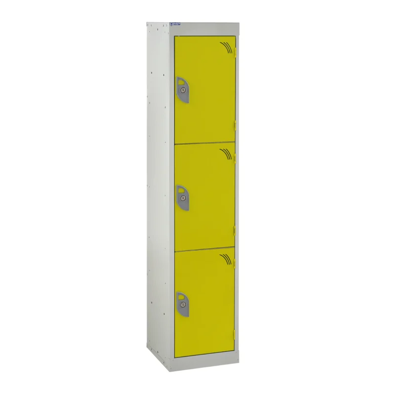 QMP School Lockers - 1380mm Height - 3 Door Yellow