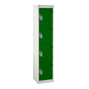 QMP School Lockers - 1380mm Height - 4 Door Green