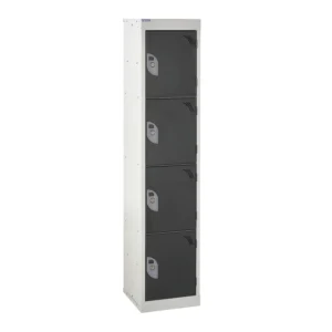 QMP School Lockers - 1380mm Height - 4 Door Dark Grey