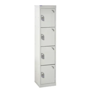 QMP School Lockers - 1380mm Height - 4 Door Light Grey