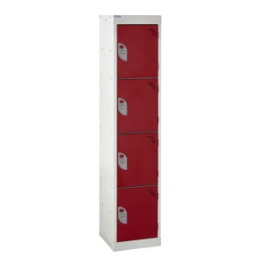 QMP School Lockers - 1380mm Height - 4 Door Red